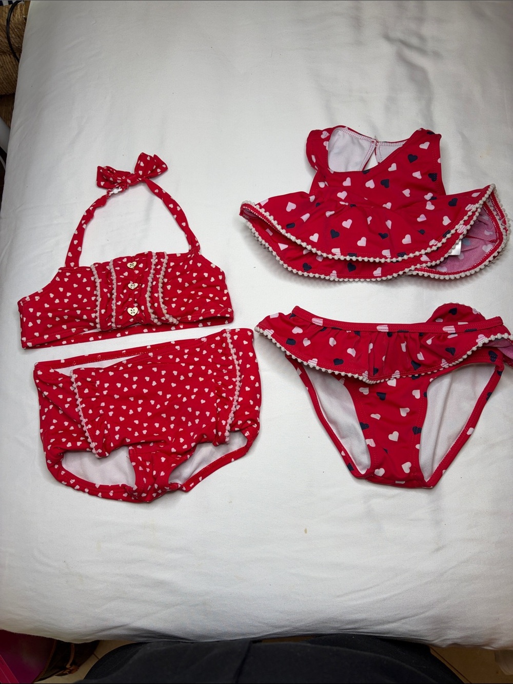 Janie and Jack Red Heart Print Girls' Swim Bikini Set